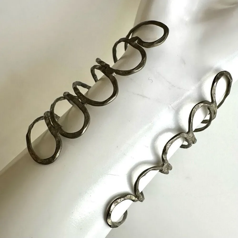Silver wide cut out open cuff bracelet silver tone